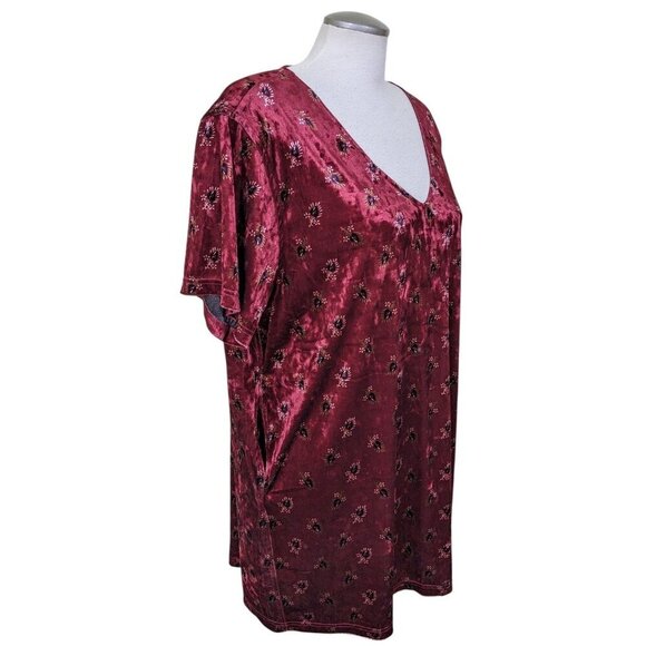 Natural Life New Claire Velvet Dress Womens Size Large Cranberry Fan Motif - Picture 4 of 9